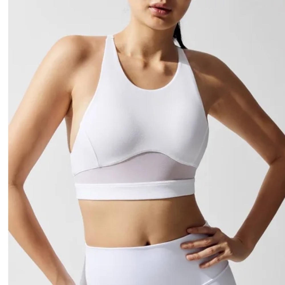 Alo Glance Mesh Bra Bralette Sheer Cut Out